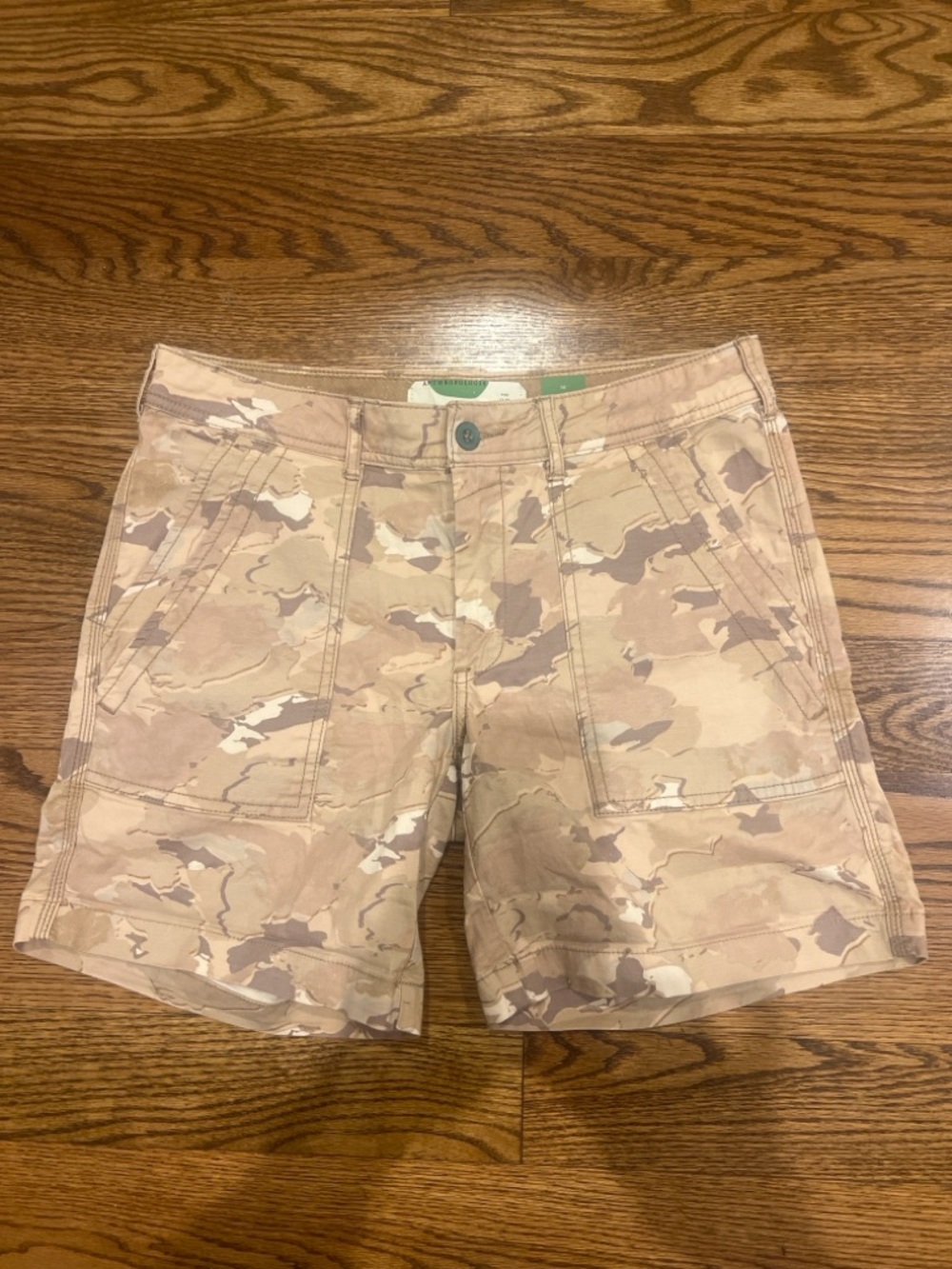 Anthropologie The Wanderer Cotton Linen Desert Camo Utility Shorts Waist 27